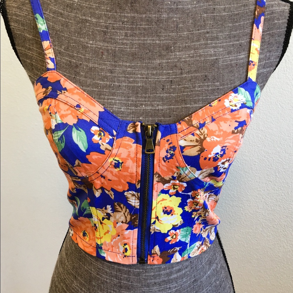 Zinga Bustier Crop Zipper Front Top